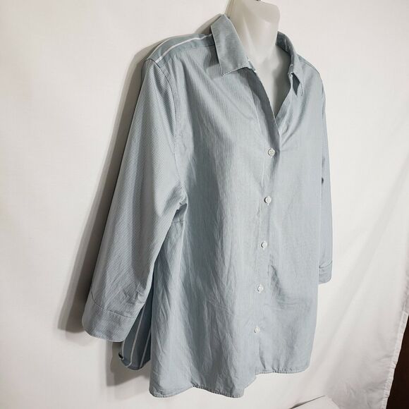 Chico's Womens Shirt Size 3 XL 16 Striped Mix Button-Down Wrinkle Resistant 3/4 - Picture 6 of 11